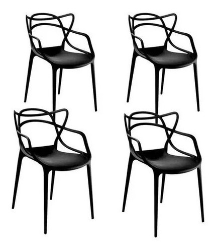 Kit 04 Cadeiras Allegra Sala De Jantar Masters Ana Maria Cor da estrutura da cadeira Preto