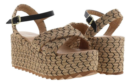 Sandalias De Plataforma Casual Tiras Cruzadas Yute 