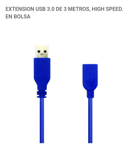 Extensión Usb 3.0 De 3 Metros, High Speed. En Bolsa Nuevo