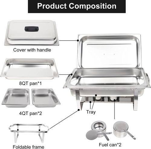 Valgus 2-pack 8qt Stainless Steel Chafing Dish Buffet Cha...