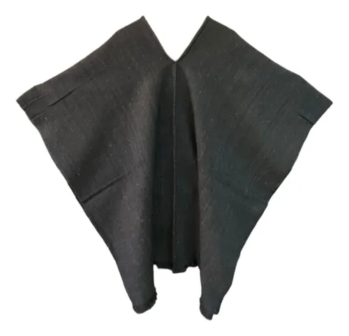 comprar Poncho Lana Alpaca Grueso Unisex  Gris Oscuro Artesanal