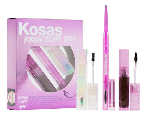 Kosas Set De Cejas Brow Team Trio Pencil + Gel Color Brown Black- Soft Brown Black