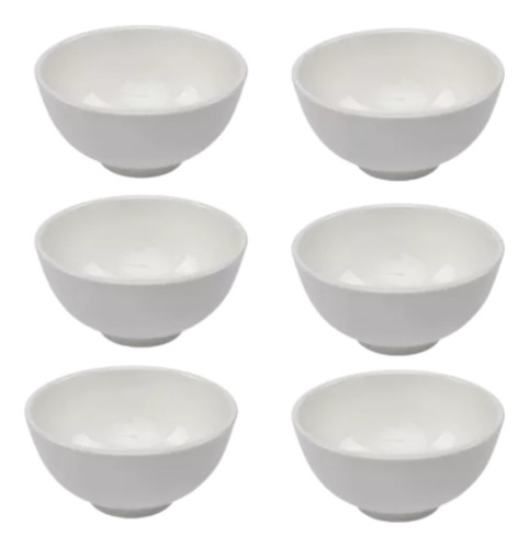 Kit 6 Bowl Pequeno Tigela Porcelana Clean Lyor Branco 150ml