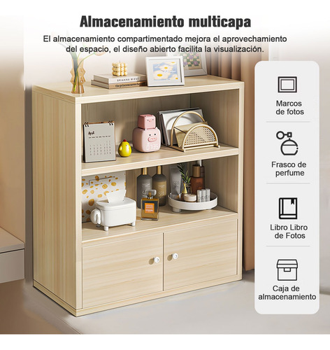 Librero Moderno Madera Roble Blanco Organizer Repisas 60cm Roble
