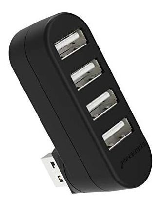 Hub Usb 2.0 De 4 Puertos Sabrent Giratorio 90 180 Negro