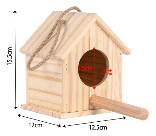Casa De Madera Para Pájaros, Caja 12,5 Cm X 12 Cm X 15,5 Cm