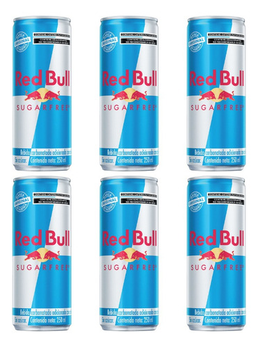 Pack De 6 Piezas De Red Bull Energy Drink Sugar Free 250 Ml