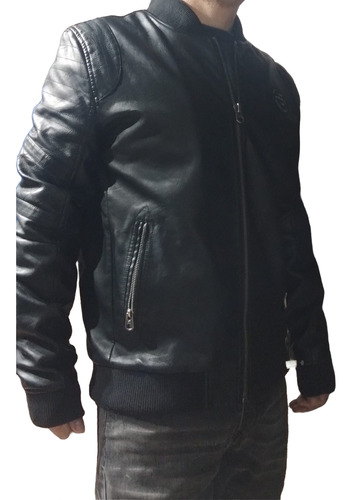 Campera Eco Cuero Deluxe Vulk Negro Liso L