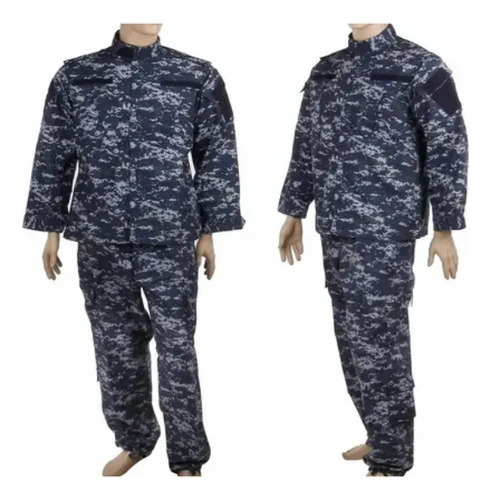 Uniforme Tactico Azul Pixelado Chaqueta Y Pantalon Ejercito S