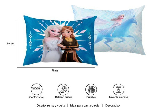 Almohada Reversible Frozen Amigas 50cm X 70cm Providencia Celeste