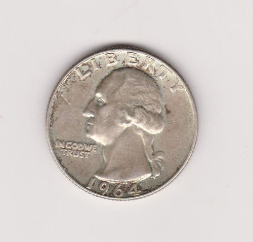 Moneda Eeuu 1/4  Dolar Año 1964 D Plata Excelente