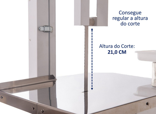 Serra Fita Com Moedor De Carne Potente 1/3cv Mesa Inox 1,46m