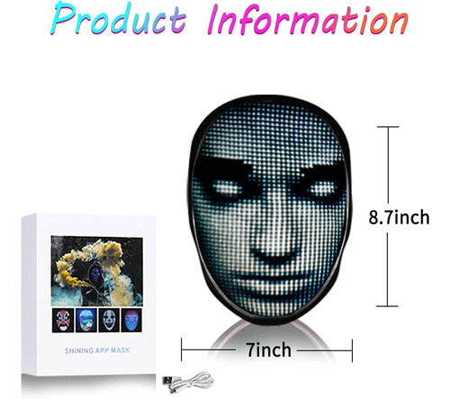 Máscara Facial Led, Máscara Iluminada Con Bluetooth Programa