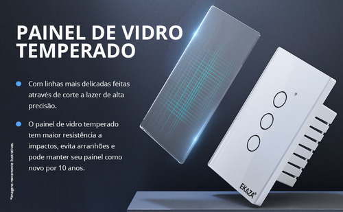 Interruptor Smart 2 Botões Led Touch 2.5d Wifi Tuya Ekaza