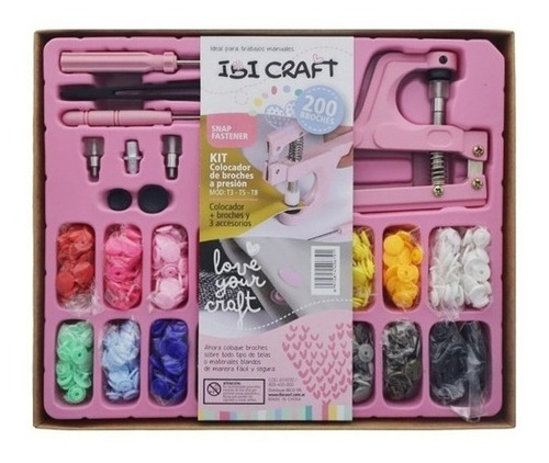Set Ibi Craft Colocador De Broches A Presion Snap Fastener Color Rosa