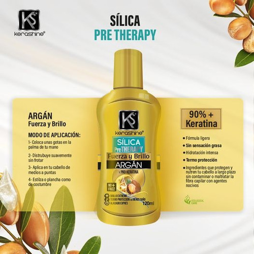 2 Pz Kerashine Sílica Fuerza Y Brillo Argán 120 Ml C/u