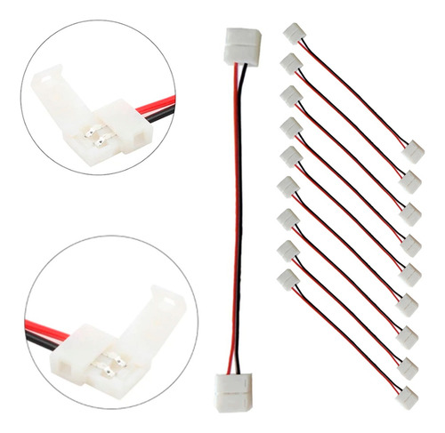 10 Conector Emenda Rápida P/ Fita Led 10mm 2 Vias Sem Solda