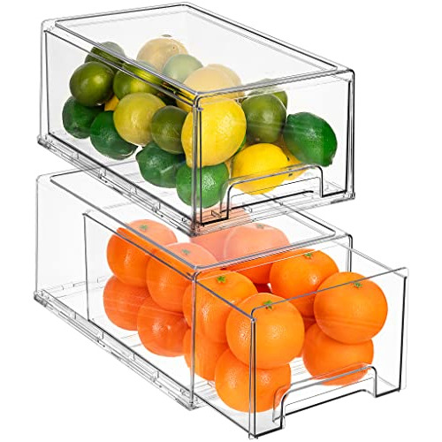 Fridge Drawers - Clear Stackable Pull Out Refrigerator ...