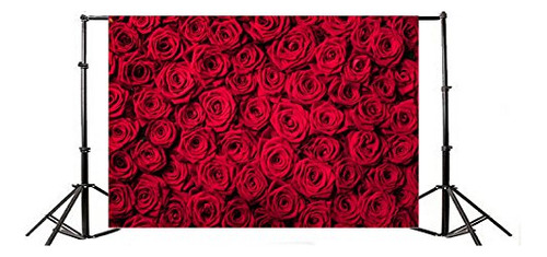 Fondo De Foto De Boda Rojo 9x6ft Con Rosas Vinilo - Ideal