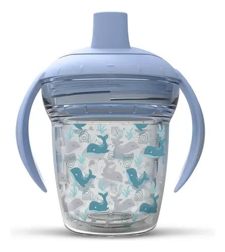 Copinho Bebê Transição 170ml Antivazamento Com Alça Válvula Azul-aço ...