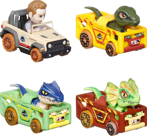 Hot Wheels Racerverse Set De 4 Autos Jurassic World Original