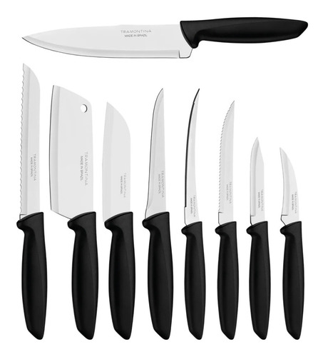 Jogo De Facas Tramontina Inox 9 Peças Kit Cozinha Churrasco