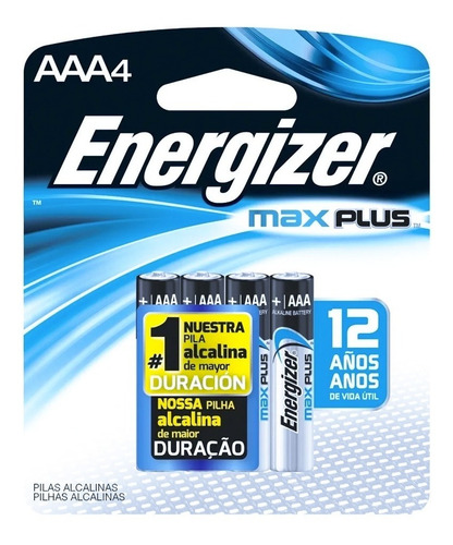 Imagen 5 de 10 de Pilas Energizer Aaa Max Plus Alcalina X 4 Un. Mayor Duracion