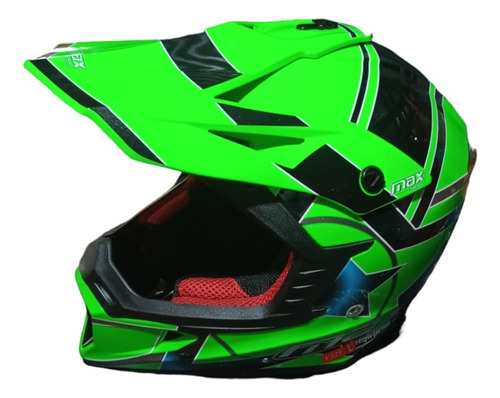 Casco Motocross Enduro Max Jump Green Kt V325 Ciclomotos