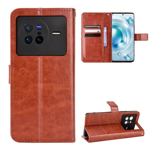 Funda De Anticaída Para Vivo X80 Pro 5g Negocio Cuero Flip