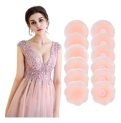 12pcs Pezoneras Bra Levanta Push Up Cubre Pezon De Silicon