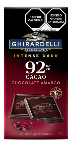 Barra De Chocolate 92% Cacao Ghirardelli 90gr