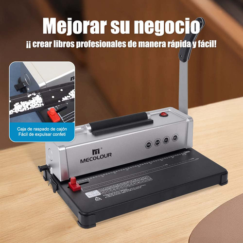 Engargoladora Espiral Eléctrica Mecolour A4 12 Hojas Plástico Arillometálico 46 Hoyos