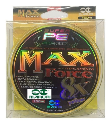 Linha Multi Maruri Max Force 8x 0,45mm 60lb/30,9kg - 150m Cor Cor Amarelo