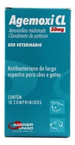 Kit 3 Agemoxi Cl 50mg 10 Compr Antibiótico Para Cães E Gatos