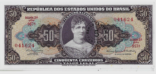 Fk Billete Brasil 5 Centavos 50 Cruzeiros 1966 P 184a U N C