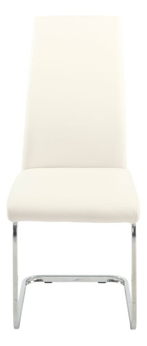 Silla De Comedor Ecocuero Pata Cromada Chenille - Veneta Estructura de la silla Plateado Asiento Blanco Diseño de la tela Cuero Sintético