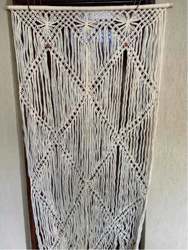 Imagen 3 de 3 de Cortina Para Puerta Macrame Hilo De Coco. Medida 95 X 190.