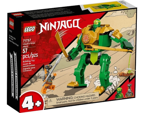 Imagem 2 de 10 de Lego Ninjago Robô Ninja Do Lloyd 57 Pç 2 Minifiguras - 71757