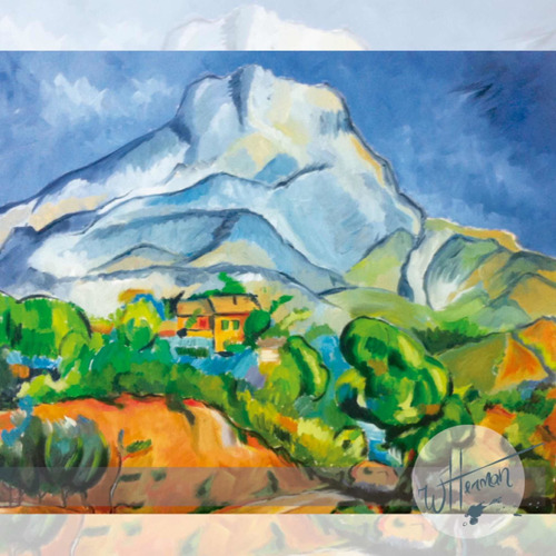 Imagem 1 de 2 de Releitura Mt Sainte-victoire Cézanne Pintado A Mão 50 X 40cm