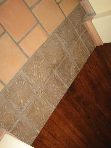 Piso De Barro Saltillo Con Relieve Artesanal 25cm Medallon