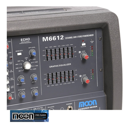Imagen 3 de 5 de Consola Potenciada Mixer Moon M6612 12 Canales 300w Eq-nueva