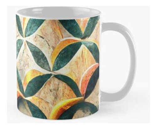 Taza Art Deco Faux Marble Pattern Tile Verde Rojo Naranja Am