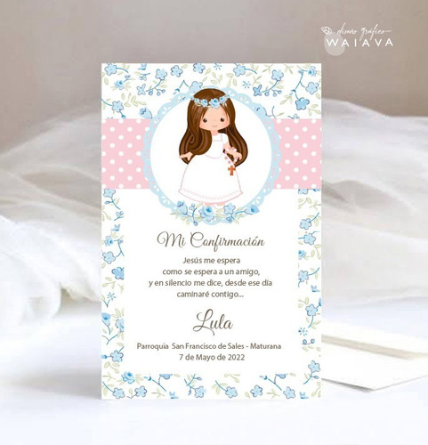 Imagen 6 de 10 de Estampitas Confirmación Tarjetas Estampas Nenas X 3u
