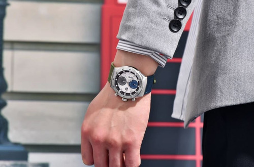 Reloj Hombre Rollstimi Pagani Desing Rt-7932 V Cuarzo Crono Azul Marino Y Verde Plateado Blanco