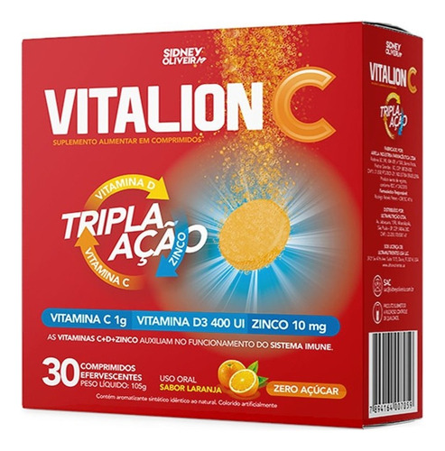 Vitalion C Tripla Ação Vitamindas C/d3 Zinco Sabor Laranja