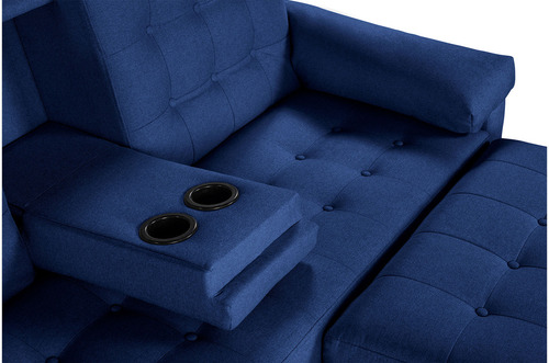 Sala Modular Praia Makora Essentials De Lino Reversible Color Azul