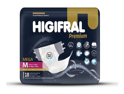 Fralda Higifral Premium - Tamanho: M - Com 18 Fraldas