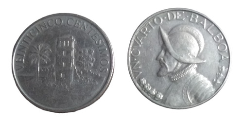  Monedas Panamá 25 Centesimos Y 1/4 Balboa 2 Piezas Envío 60