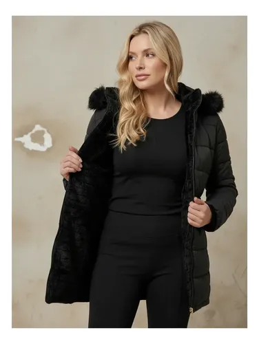 Jaqueta Sobretudo Nylon Forrada Parka Acolchoada Dupla Face