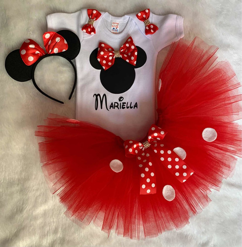 Tutu Minnie Rojo Se Personaliza Con Nombre